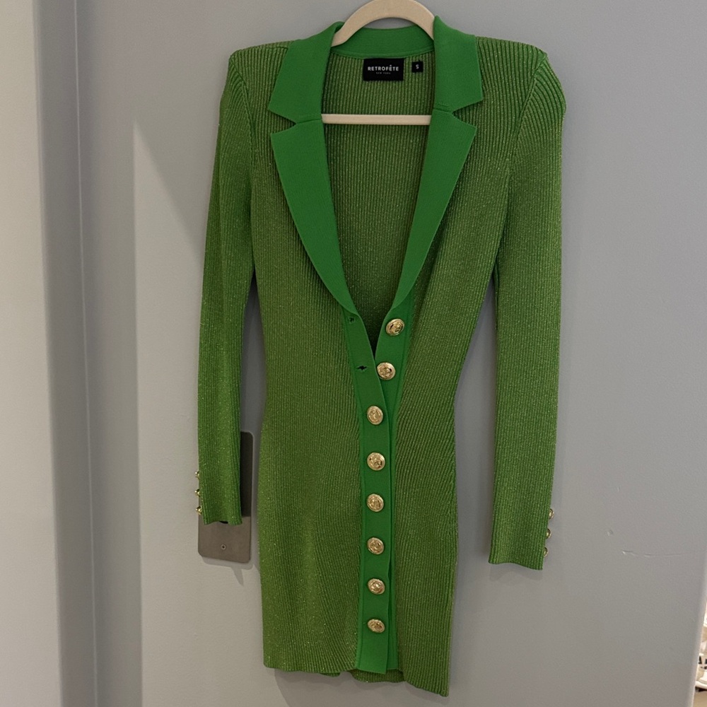 Retrofete Green Long Sleeve Dress